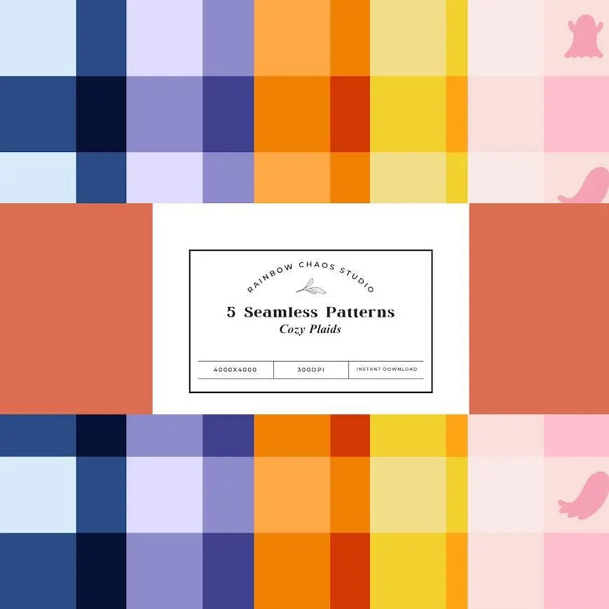 Cozy Plaid Seamless Patterns Bundle | Autumn and Plaid | INSTANT DOWNLOAD | Digital Printable Rainbow Chaos Art Studio