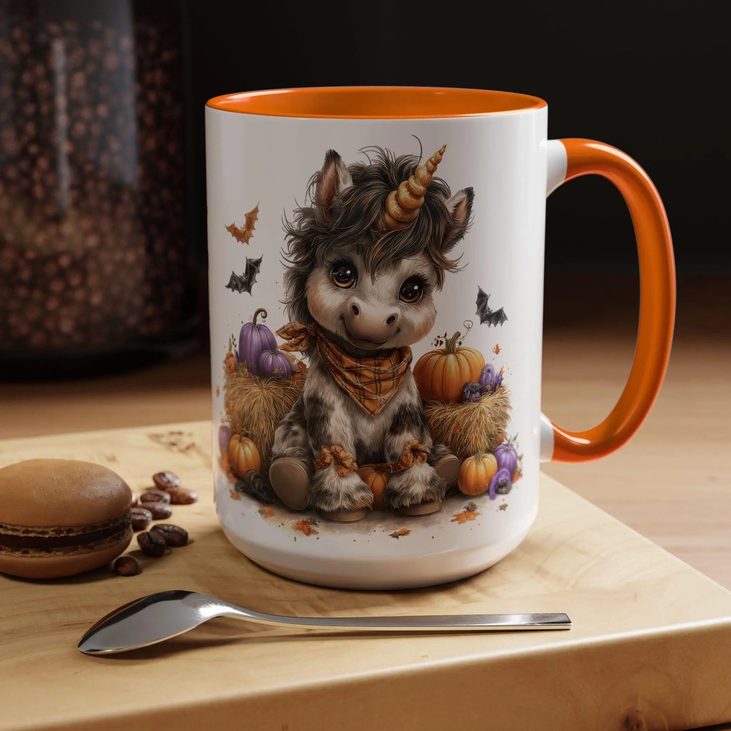 Adorable Unicorn Coffee Mug, Cute Halloween Mug, Pumpkin Decor, Gift for Kids, Unicorn Lover, Fall Celebration Mug Rainbow Chaos Art Studio
