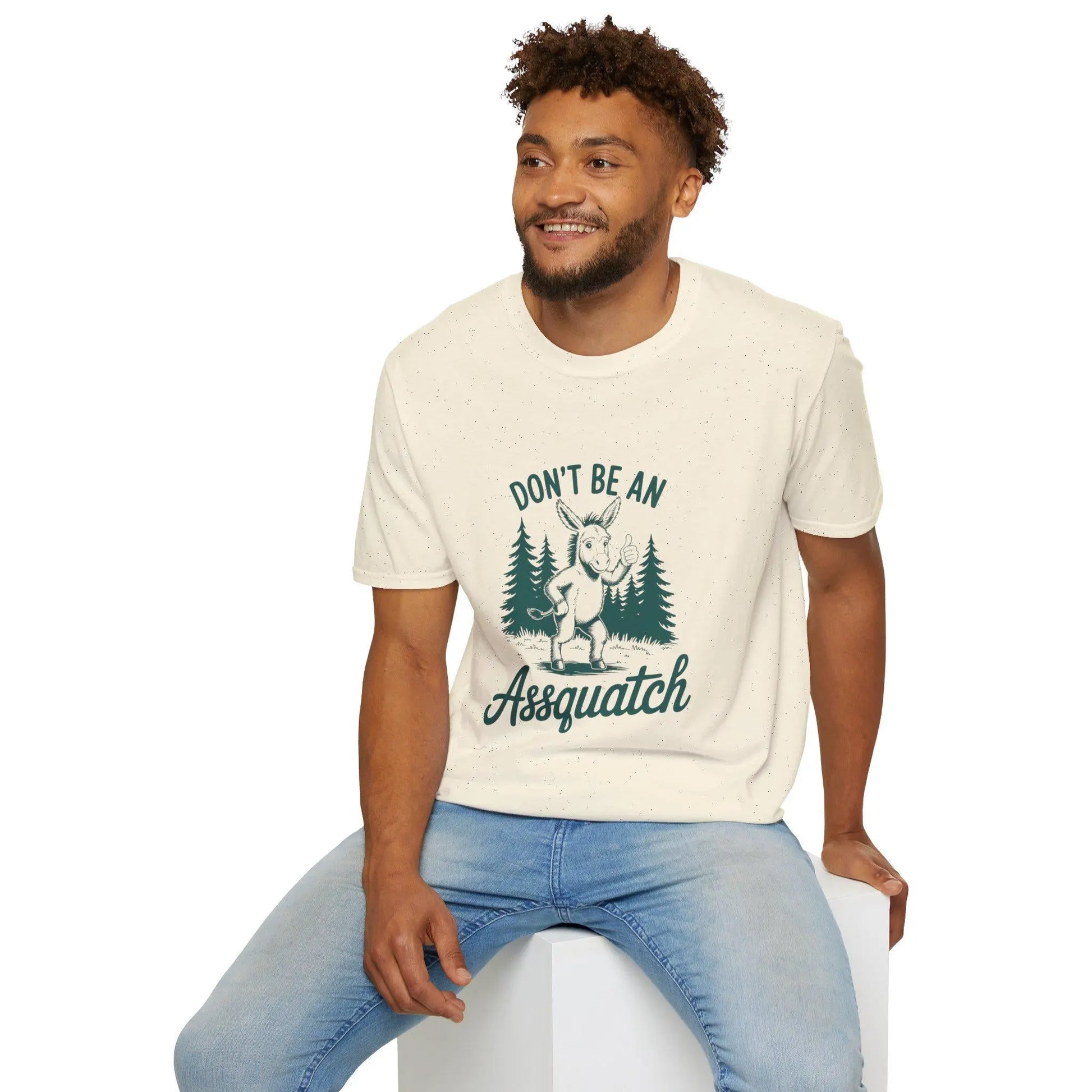 Funny "Don't Be An Assquatch" T-Shirt: Nature Lover Unisex Tee Rainbow Chaos Art Studio