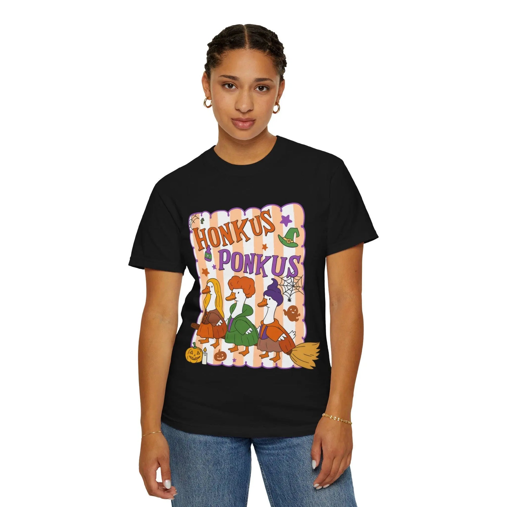 Honkus Ponkus T-Shirt: Unisex Garment-Dyed Goose Tee Rainbow Chaos Art Studio