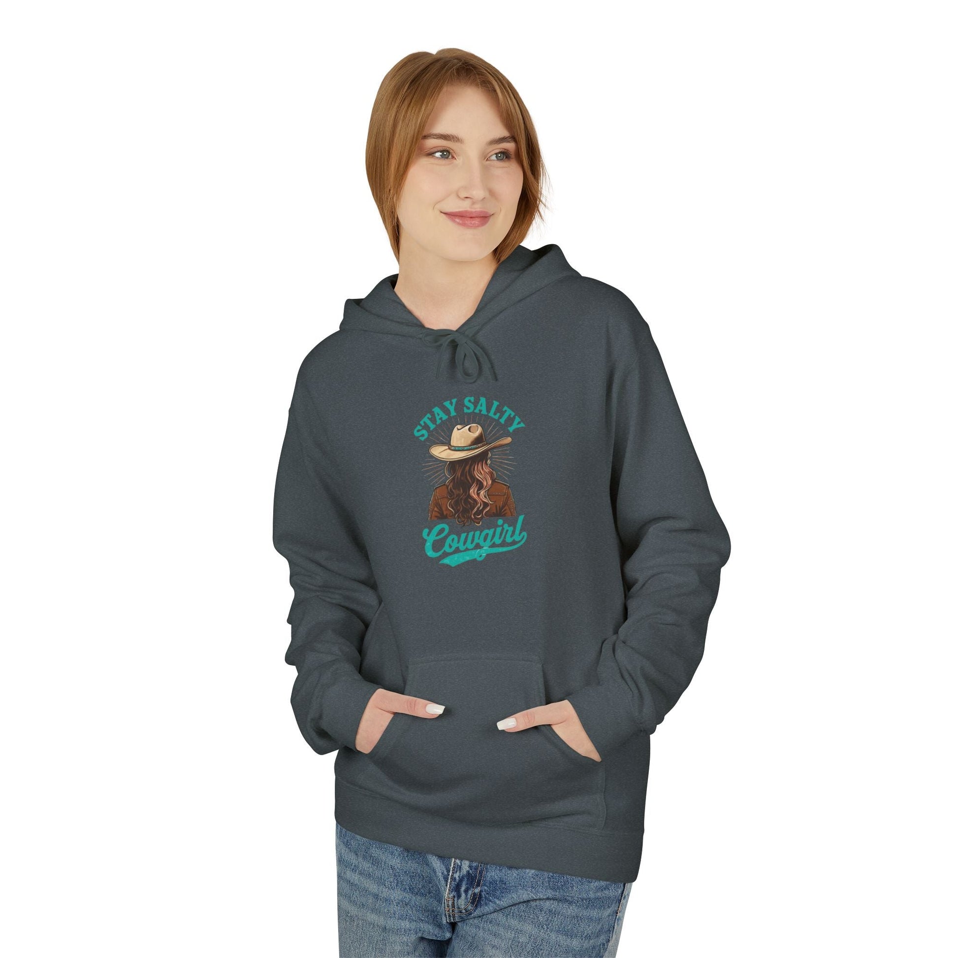 Cowgirl Stay Salty Hoodie, Cozy Fleece Pullover, Western Gift, Country Style Sweatshirt, Unisex Adorable Apparel Printify