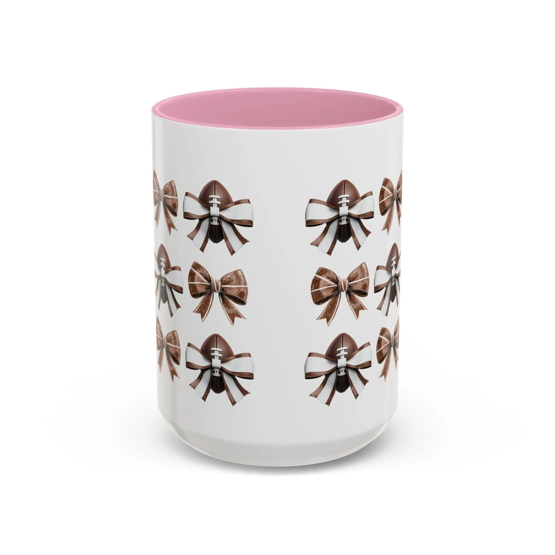 Football Bow Mugs | Elegant Coffee Cup, Gift for Her, Home Decor, Birthday Gifts | 11 oz & 15 oz Rainbow Chaos Art Studio