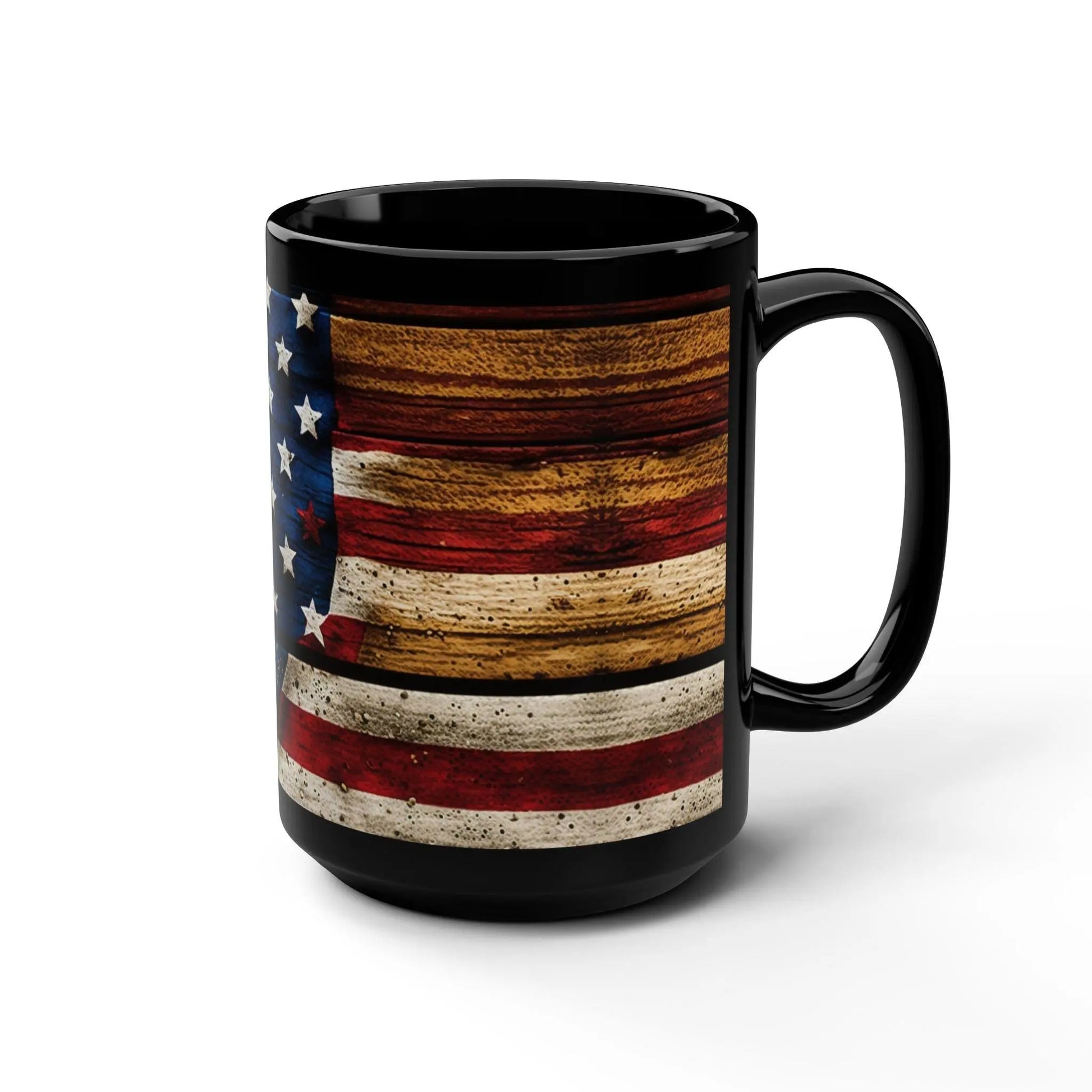 Distressed American Flag Coffee Mug: 15oz Patriotic Ceramic Drinkware Rainbow Chaos Art Studio