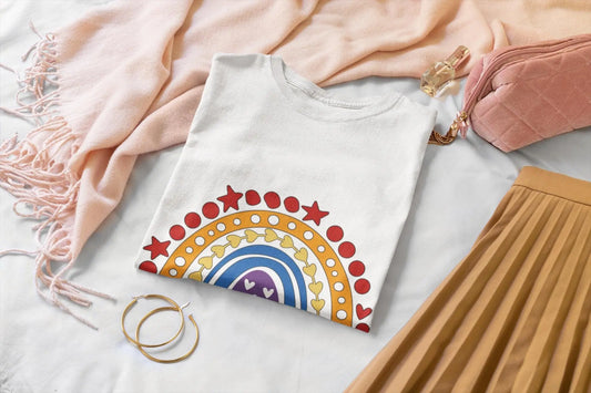 Rainbow Teacher T-Shirt: 100 Days Brighter, Back to School Unisex Tee Rainbow Chaos Art Studio