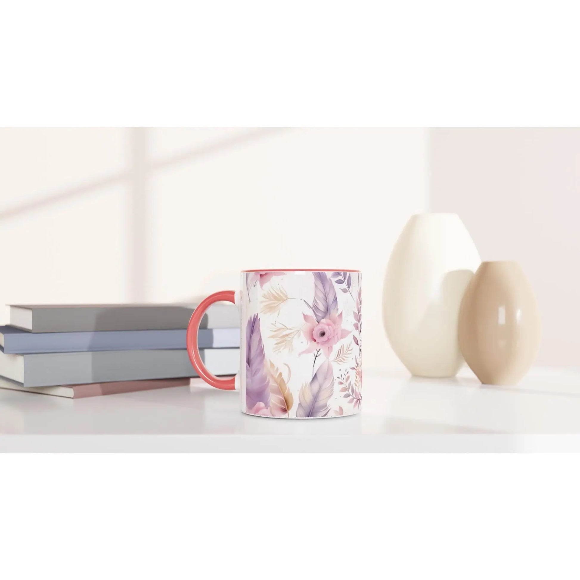 White 11oz Ceramic Mug with Color Inside Rainbow Chaos Art Studio