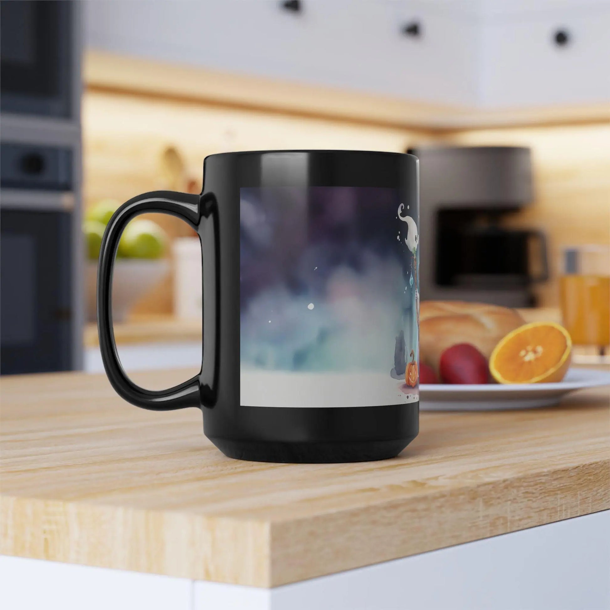 Halloween Witch Ghost Mug: Spooky Coffee Cup, Fall Drinkware Rainbow Chaos Art Studio