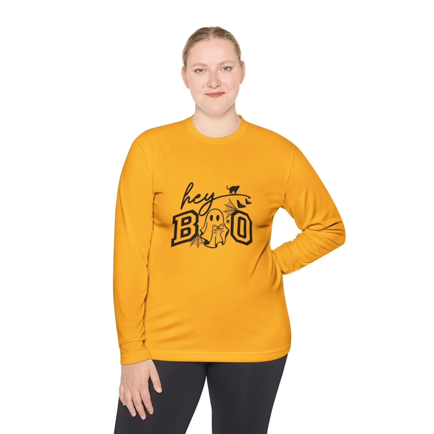 Halloween Ghost Long Sleeve Tee: Spooky Season Polyester Shirt Rainbow Chaos Art Studio