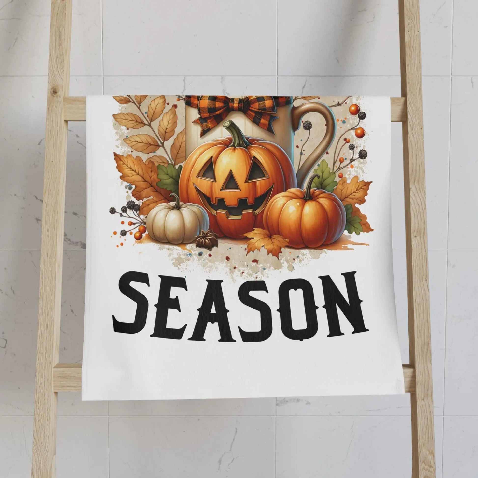 Halloween Hand Towel: Spooky Pumpkin Kitchen Decor, Fall Accessory Rainbow Chaos Art Studio
