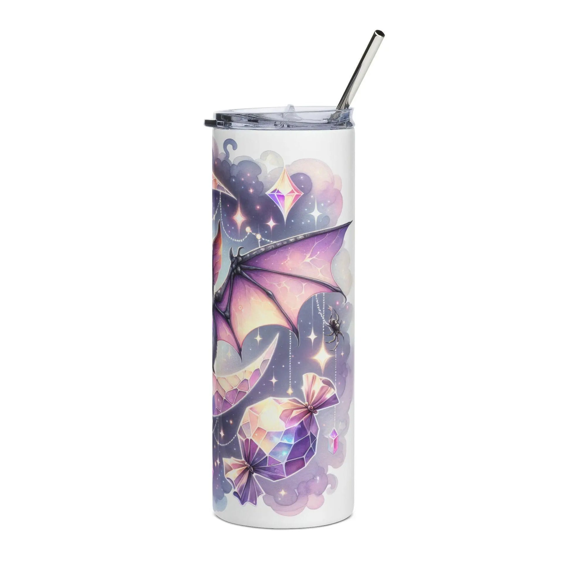 Whimsical Halloween Tumbler, Colorful Drinkware, Birthday Gift, Insulated Travel Mug, Cute Bat Design, Magical Birthday Rainbow Chaos Art Studio