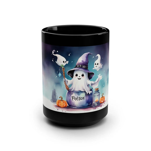 Halloween Witch Ghost Mug: Spooky Coffee Cup, Fall Drinkware Rainbow Chaos Art Studio