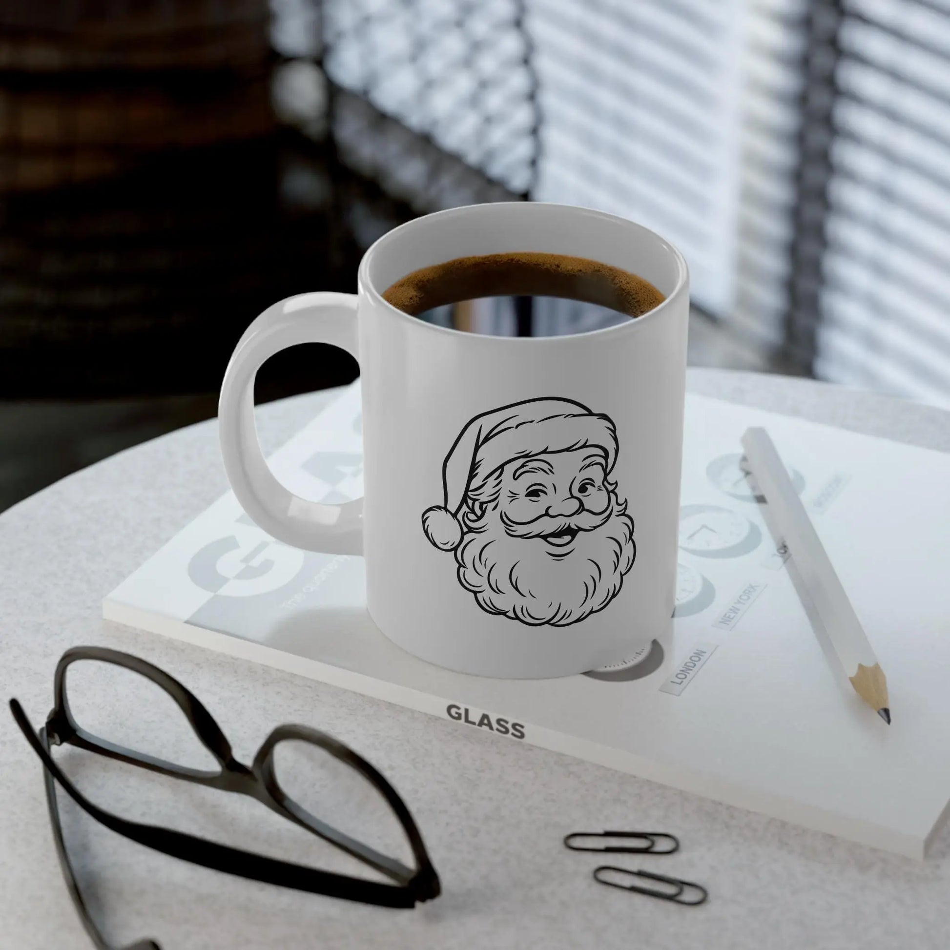 Cozy Christmas Jumbo Mug: Holiday Hot Chocolate, Funny Santa Design Rainbow Chaos Art Studio