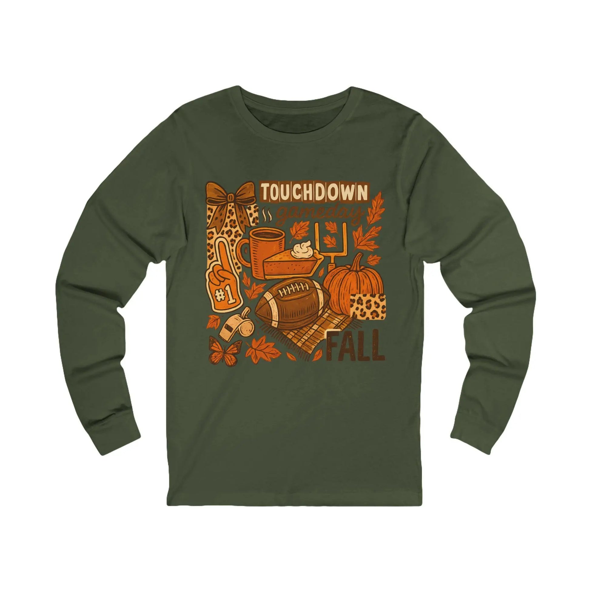 Autumn Game Day Long Sleeve Tee: Cozy Unisex Football Shirt Rainbow Chaos Art Studio