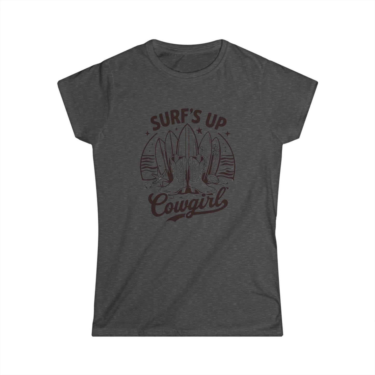 Surf's Up Cowgirl Tee - Relaxed Women's T-Shirt, Beach Apparel, Summer Outfit, Gift for Cowgirls, Surfing Lover's Fashion Printify