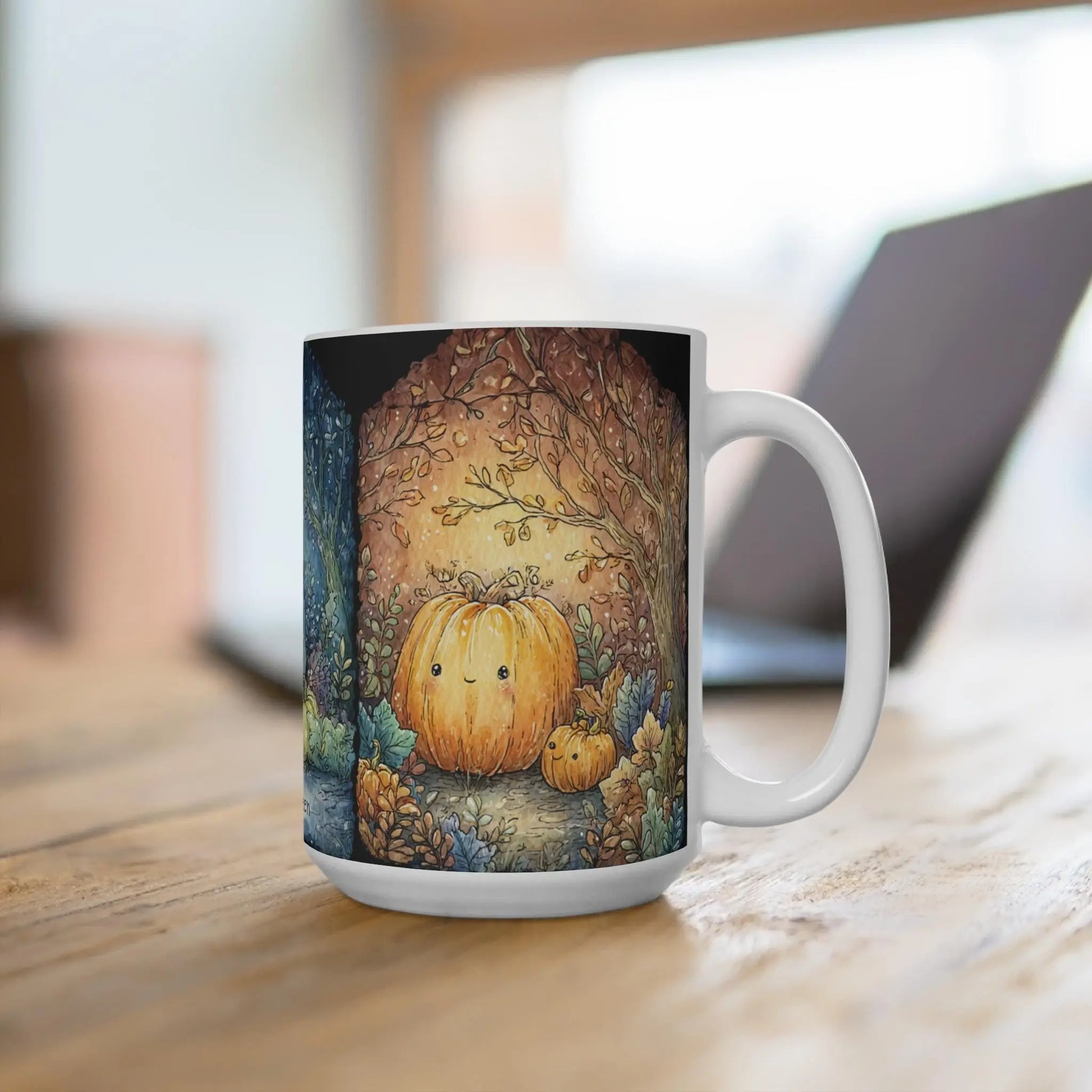 Whimsical Halloween Mug, Cute Pumpkin Coffee Cup, Fall Beverage Mug, Cozy Autumn Gift, Happy Halloween Decor Rainbow Chaos Art Studio