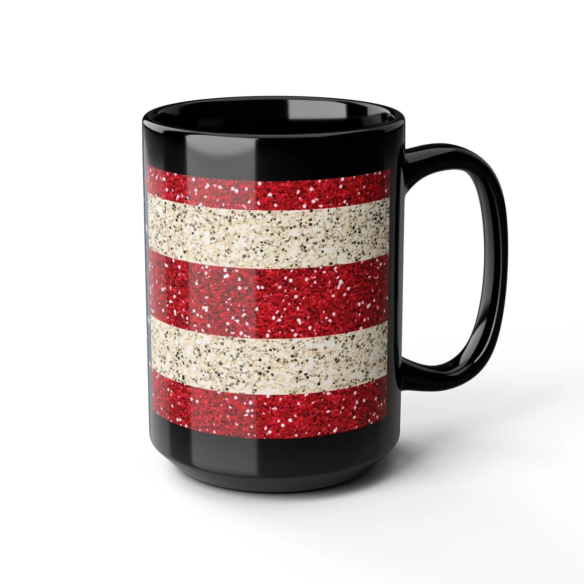Glitter American Flag Coffee Mug: Patriotic 4th of July Drinkware Rainbow Chaos Art Studio