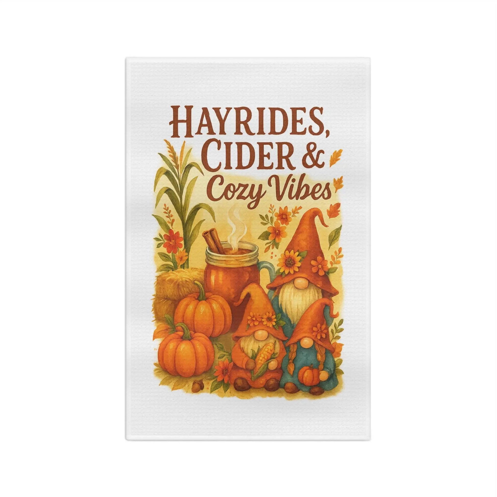 Autumn Gnome Tea Towel: Microfiber Fall Kitchen Decor Rainbow Chaos Art Studio