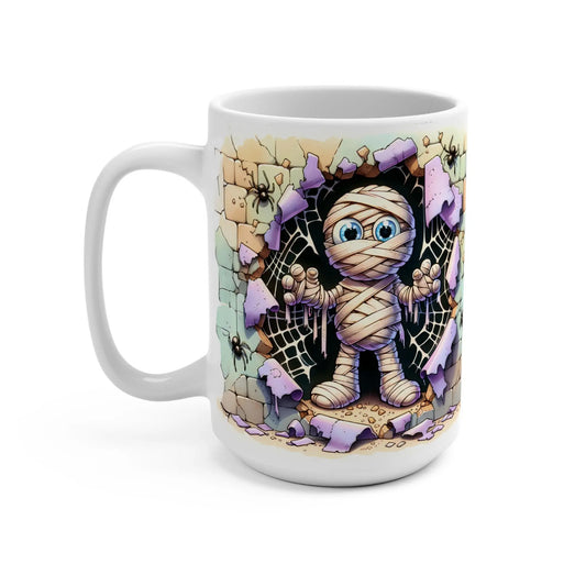 Mummy Halloween Coffee Mug: Spooky Witchy Decor, Fall Tea Cup Rainbow Chaos Art Studio