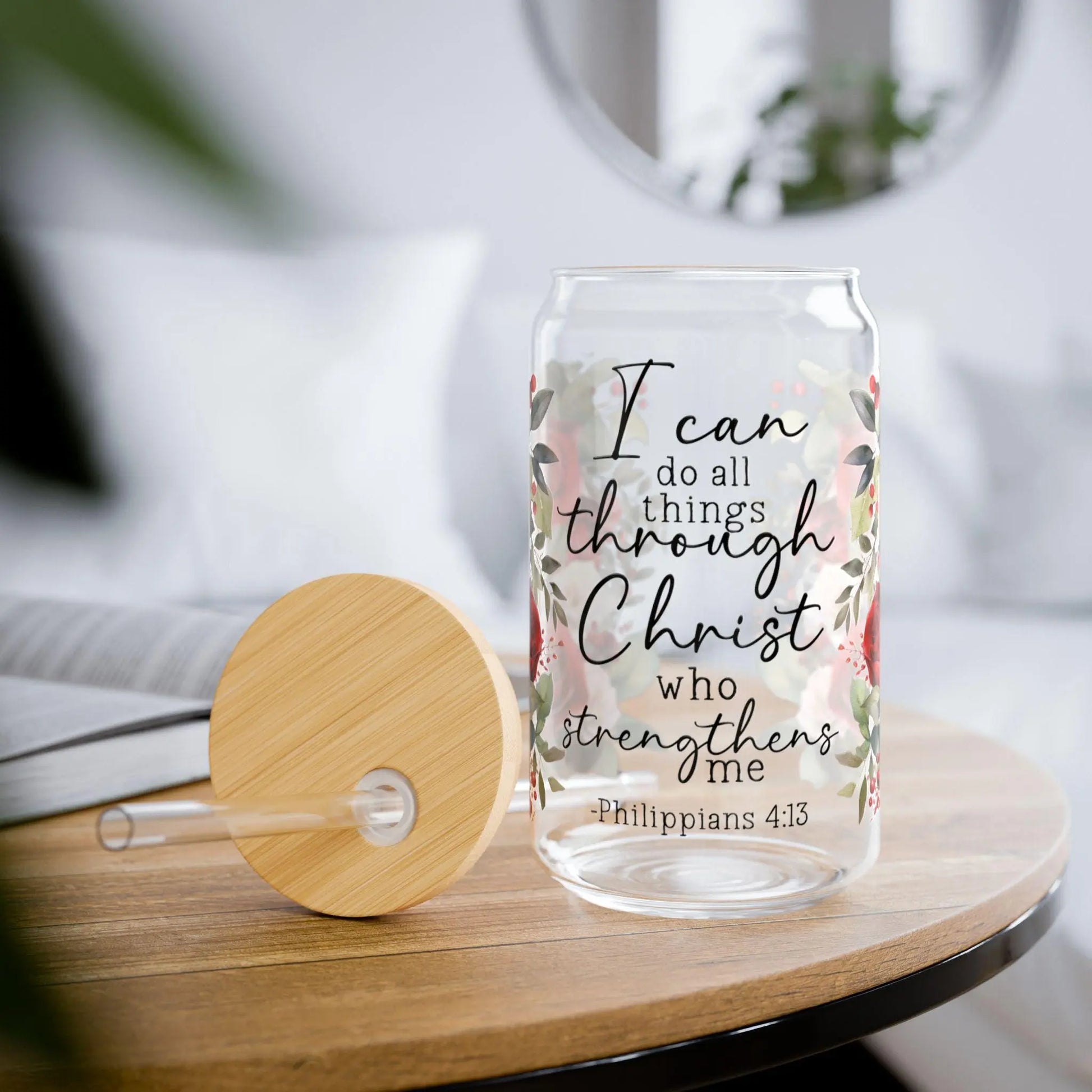 Floral Inspirational Sipper Glass: 16oz Quotes Tumbler Rainbow Chaos Art Studio