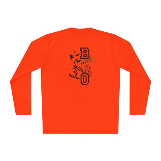 Halloween Ghost Long Sleeve Tee: Spooky Season Polyester Shirt Rainbow Chaos Art Studio