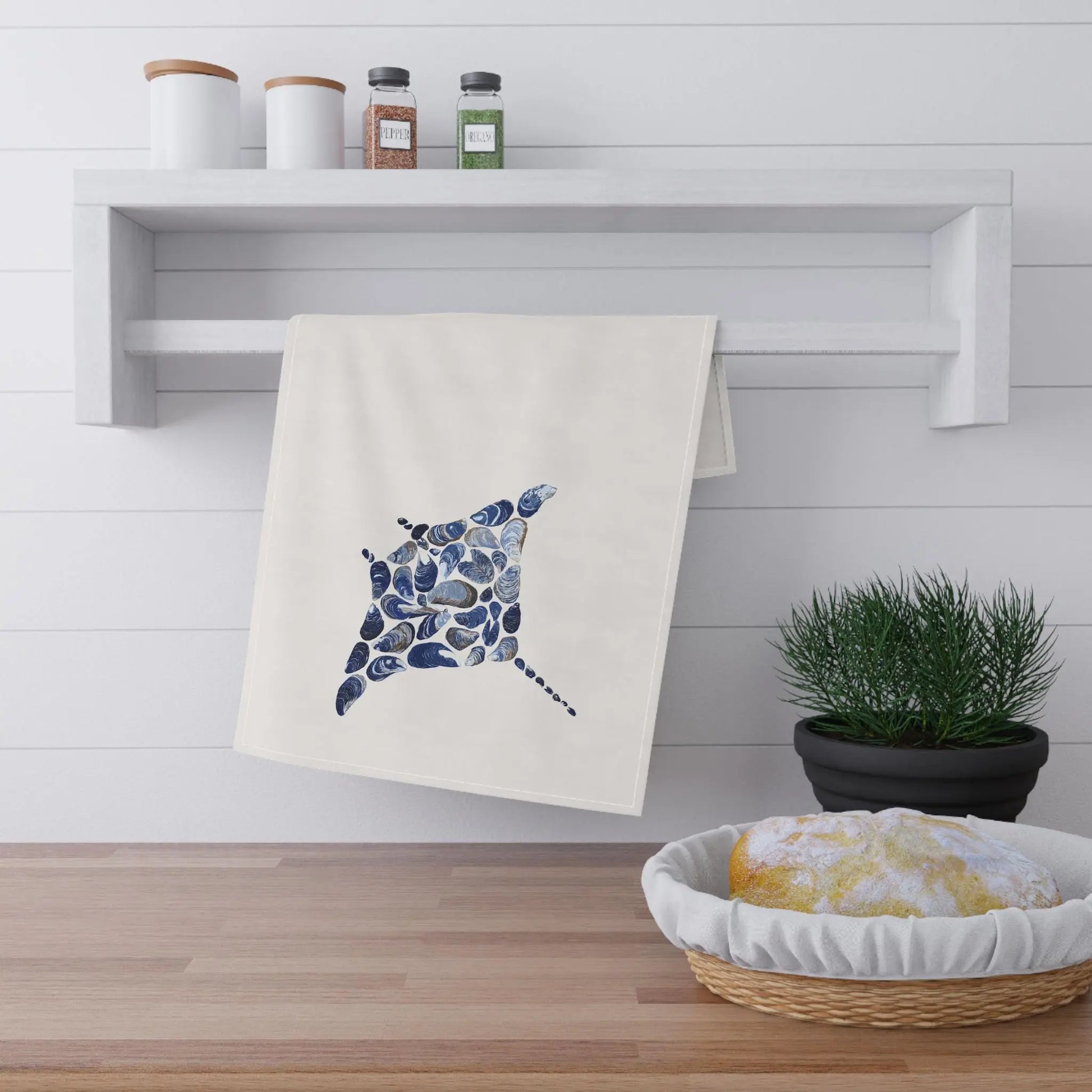Nautical Tea Towels: Marine Design, Ocean Decor - Kitchen Accessories Rainbow Chaos Art Studio
