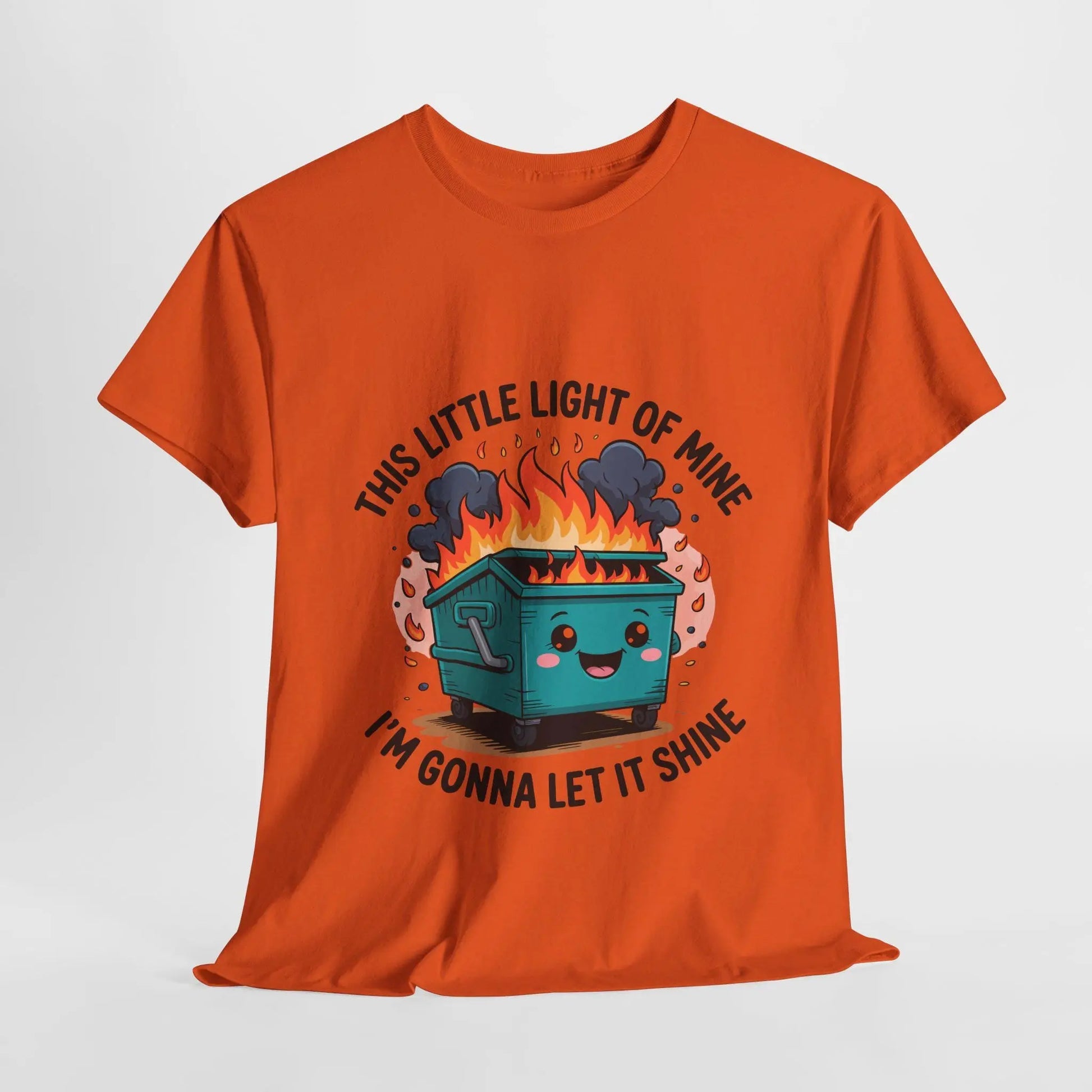 Dumpster Fire Graphic T-Shirt: Eco-Friendly Humor Tee Rainbow Chaos Art Studio