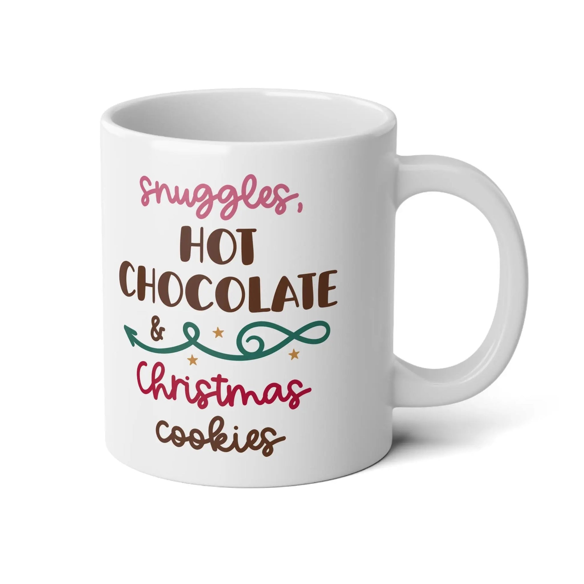 Cozy Christmas Jumbo Mug: Holiday Hot Chocolate, Funny Santa Design Rainbow Chaos Art Studio