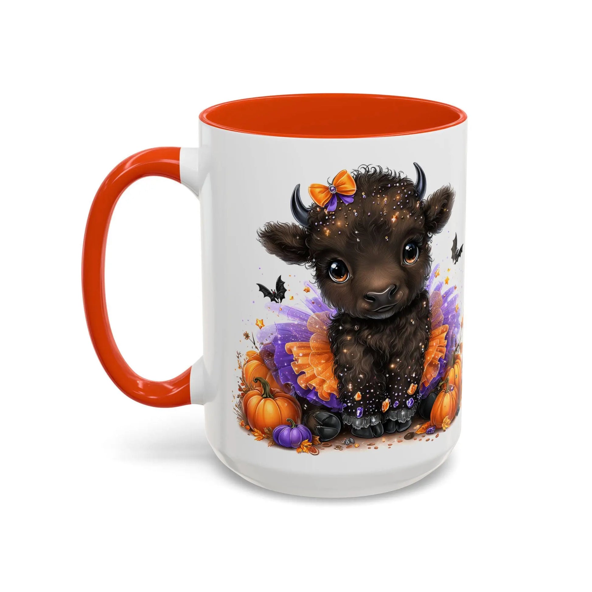 Autumn Cow Mug: Colorful Farmhouse Decor, Thanksgiving Gift Rainbow Chaos Art Studio