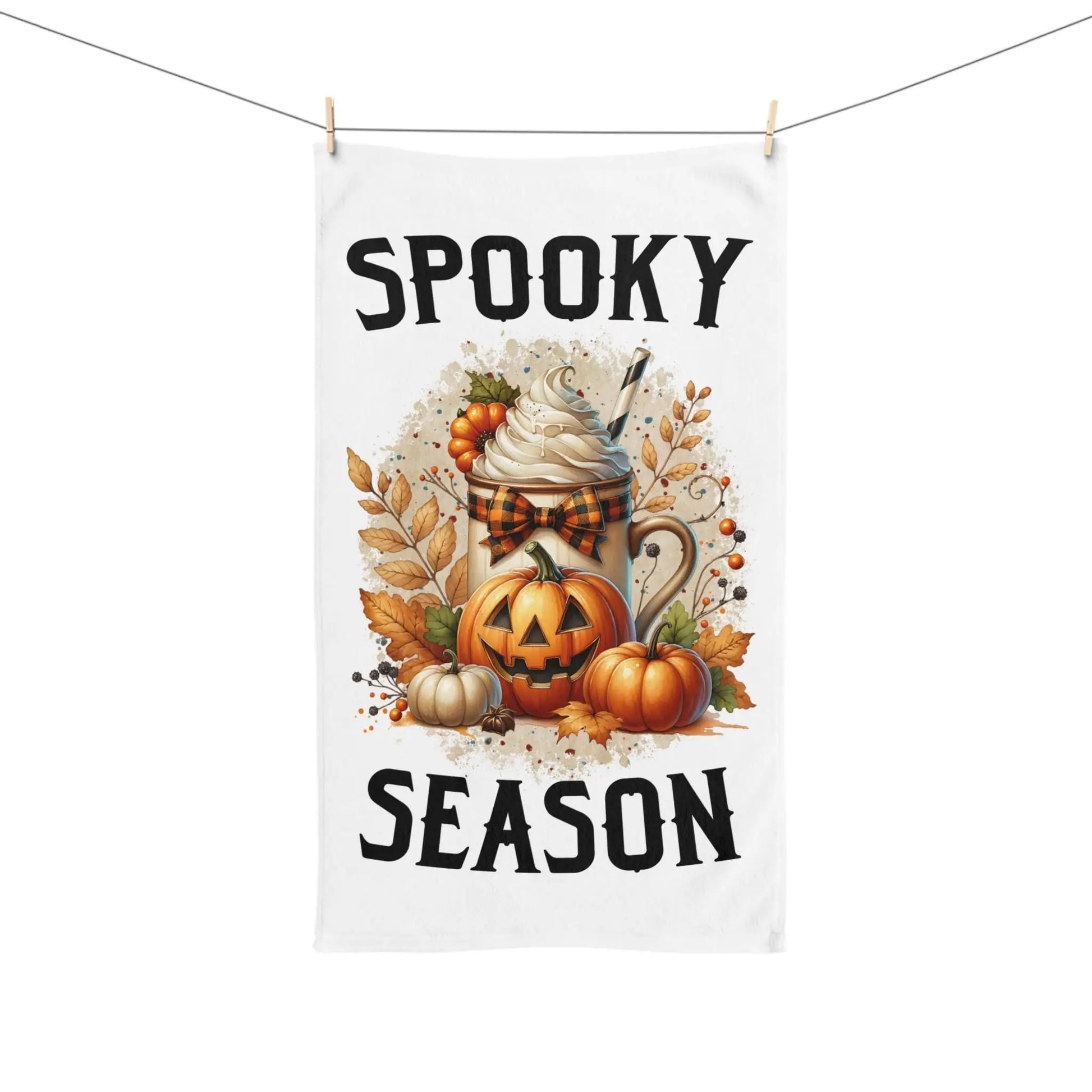 Halloween Hand Towel: Spooky Pumpkin Kitchen Decor, Fall Accessory Rainbow Chaos Art Studio