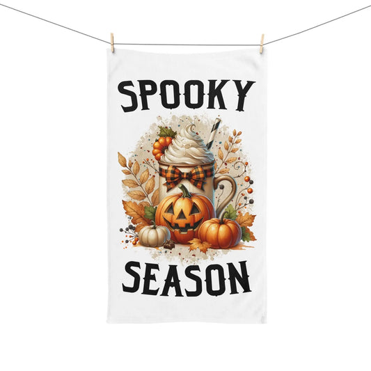 Halloween Hand Towel: Spooky Pumpkin Kitchen Decor, Fall Accessory Rainbow Chaos Art Studio