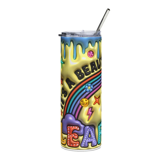 Teacher Tumbler: Colorful Stainless Steel 20oz Mug with Lid & Straw Rainbow Chaos Art Studio