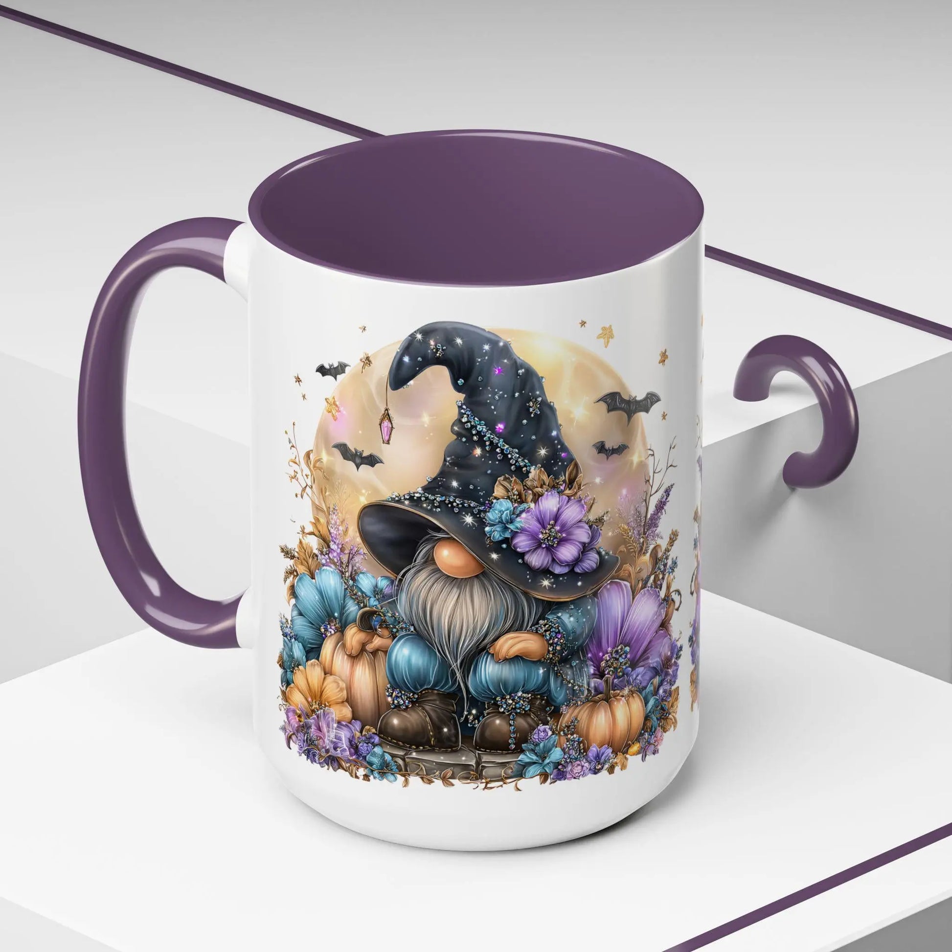 Halloween Gnome Coffee Mug: Ceramic Accent Cup, Festive Drinkware Rainbow Chaos Art Studio