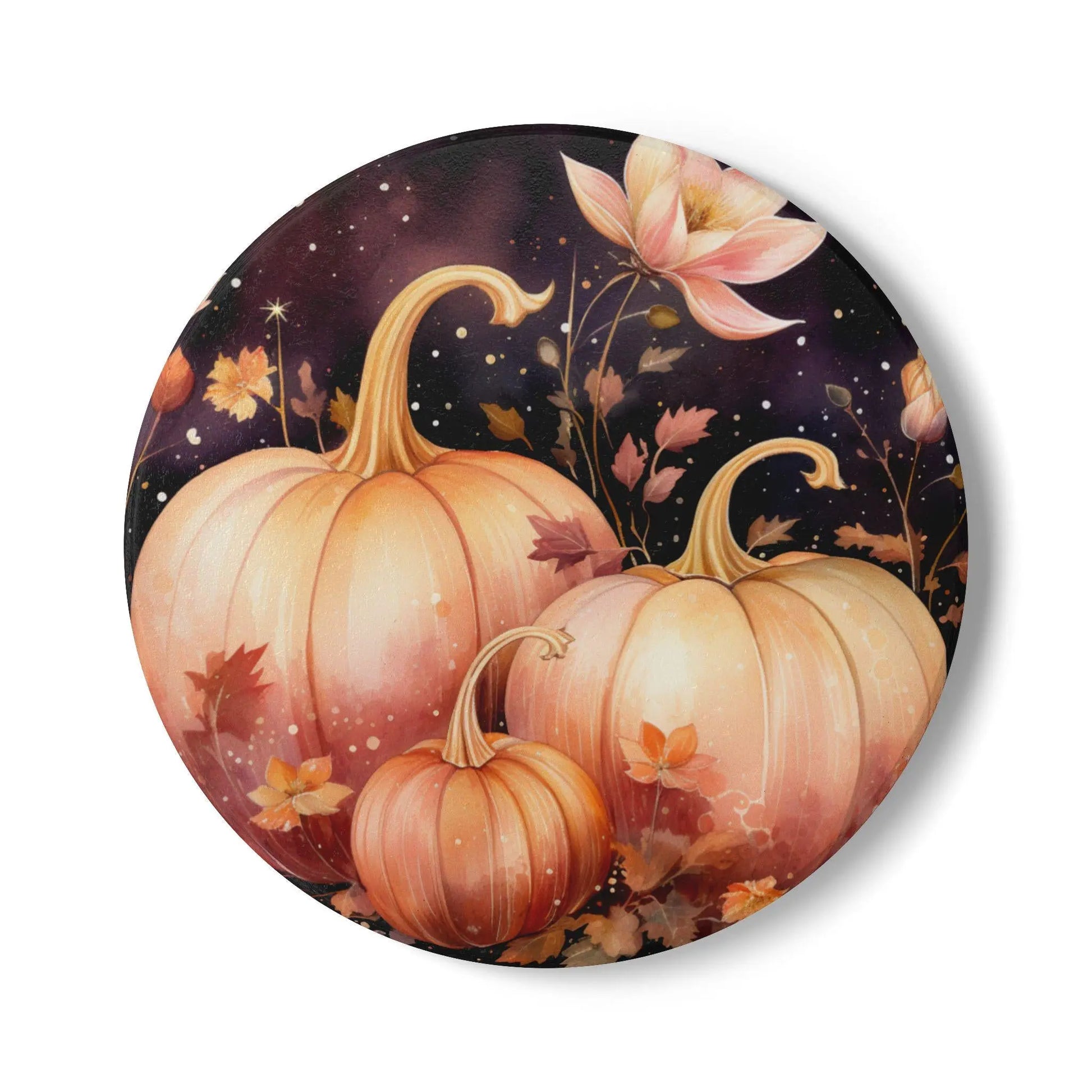 Fall Pumpkin Ceramic Coaster: Rustic Autumn Decor Rainbow Chaos Art Studio