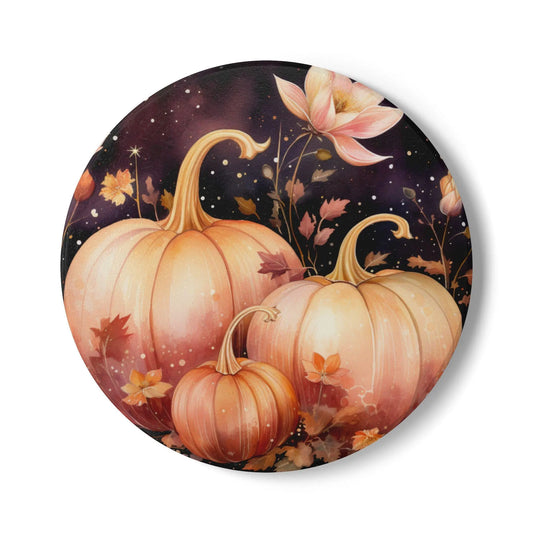 Fall Pumpkin Ceramic Coaster: Rustic Autumn Decor Rainbow Chaos Art Studio