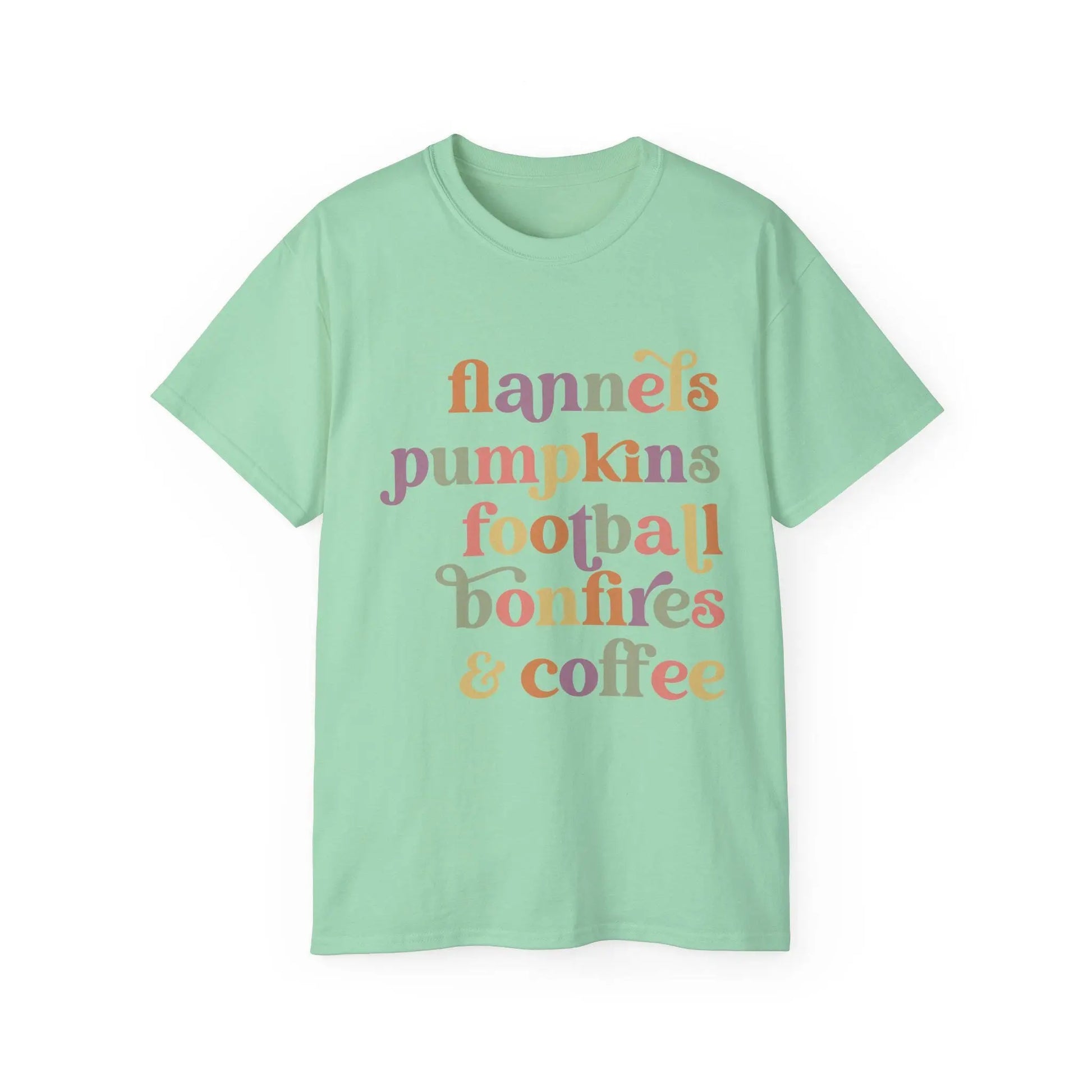 Fall Vibes Graphic Tee: Pumpkins, Football, Bonfires Rainbow Chaos Art Studio