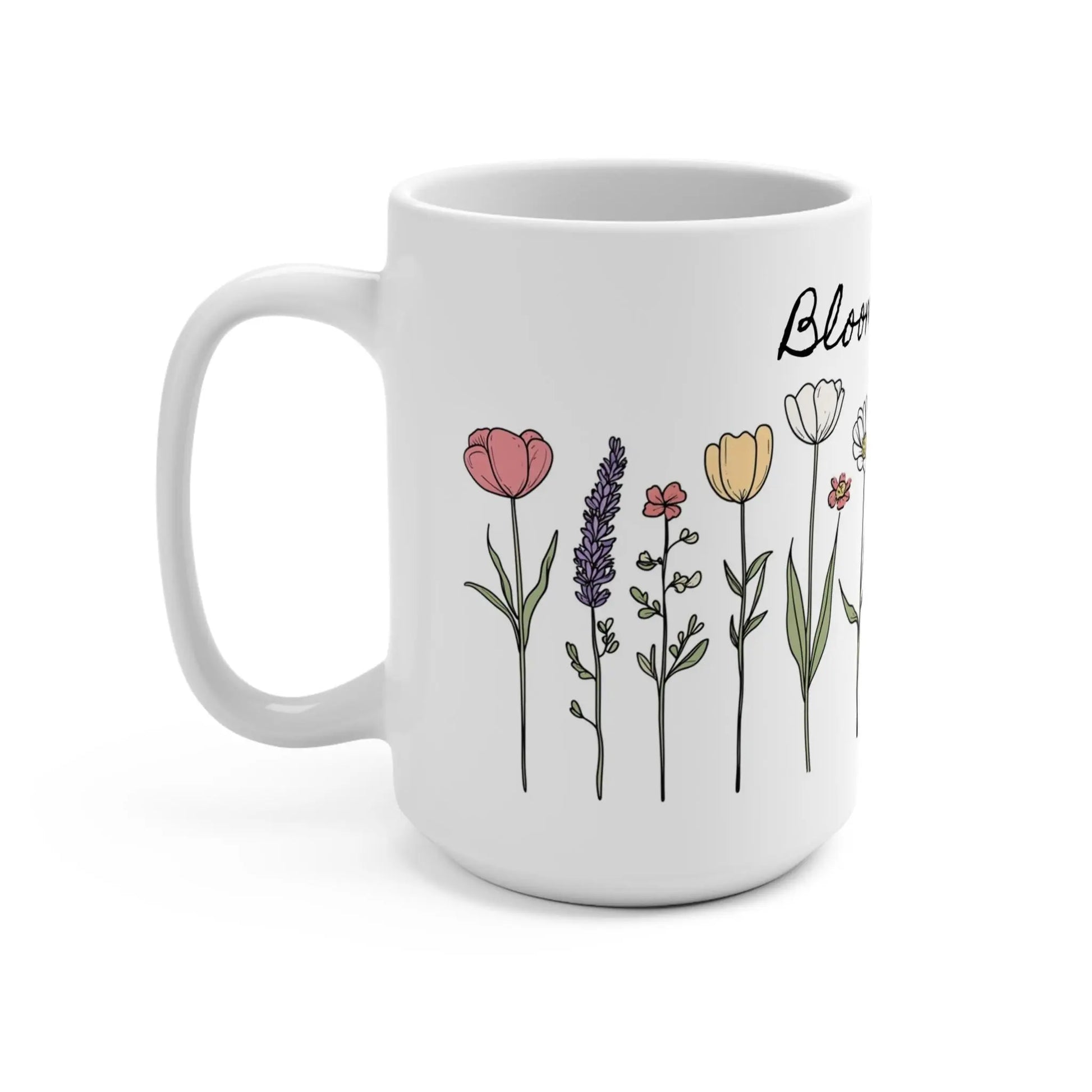Floral Garden Mug, Coffee Cup, Flower Lover Gift, Home Decor, Botanical Drinkware, Mother's Day Present Rainbow Chaos Art Studio