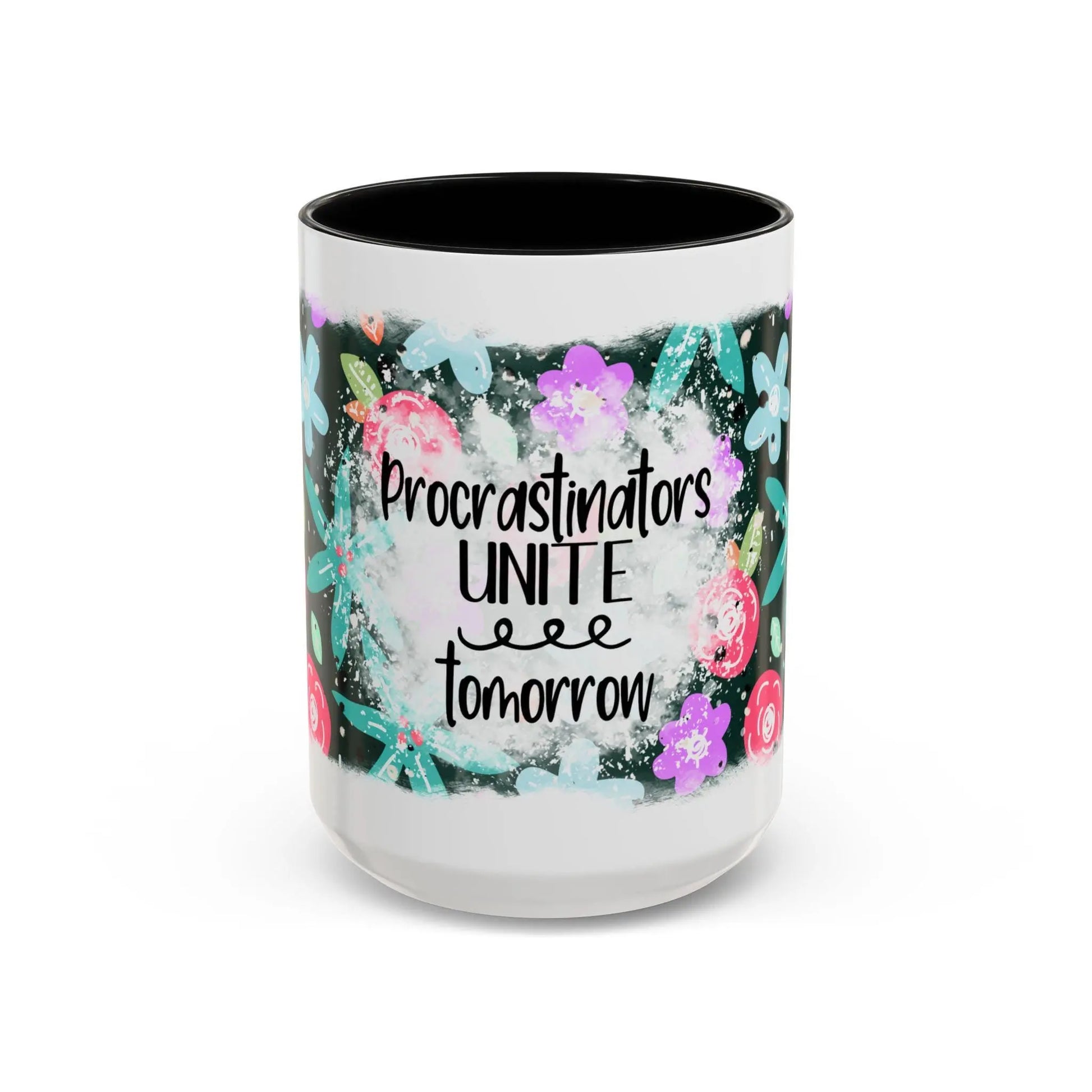 Funny Procrastinators Unite Coffee Mug: Quirky Office Gift Rainbow Chaos Art Studio