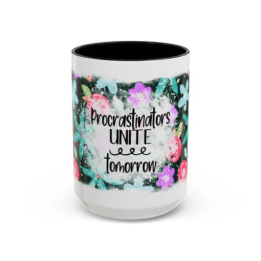Funny Procrastinators Unite Coffee Mug: Quirky Office Gift Rainbow Chaos Art Studio