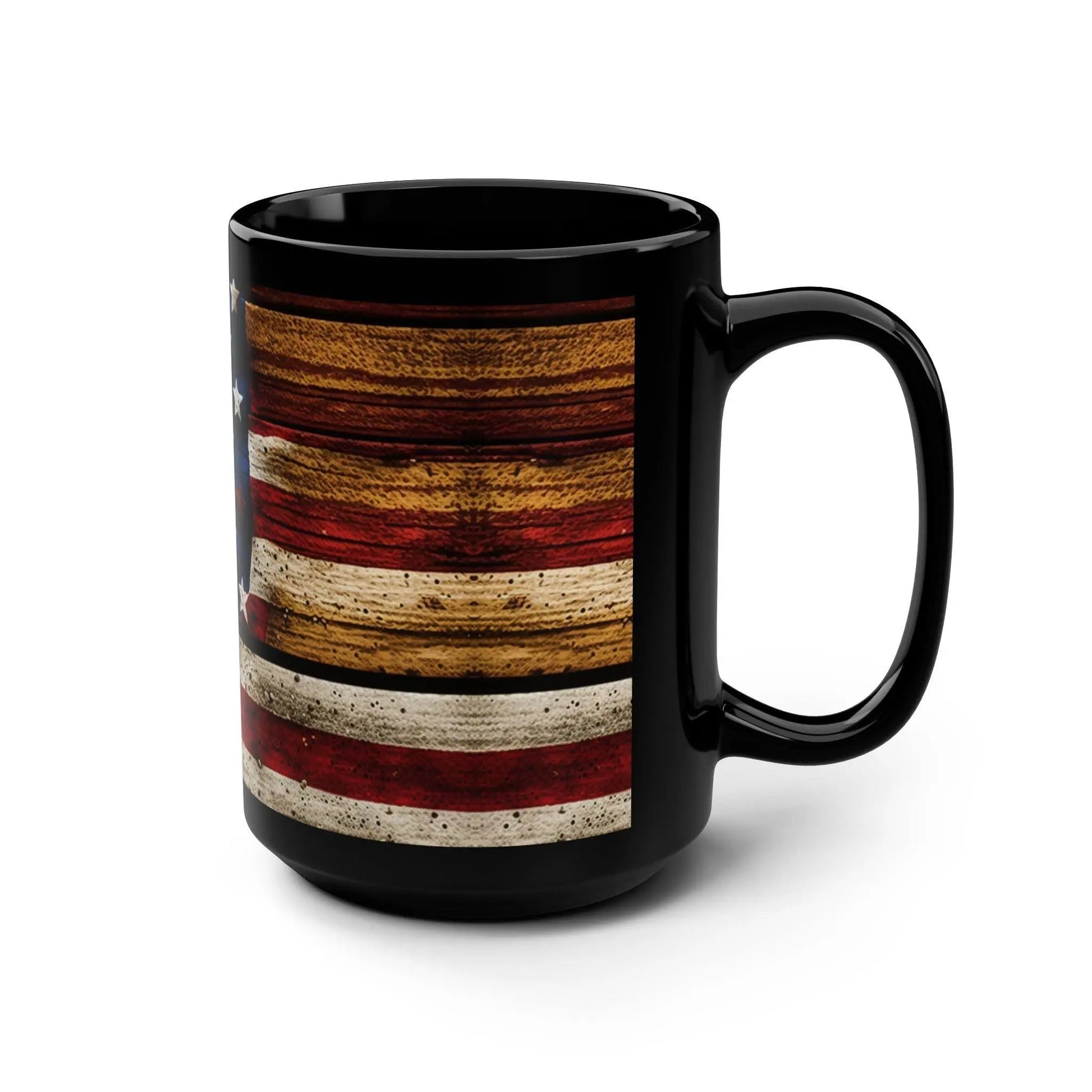 Distressed American Flag Coffee Mug: 15oz Patriotic Ceramic Drinkware Rainbow Chaos Art Studio