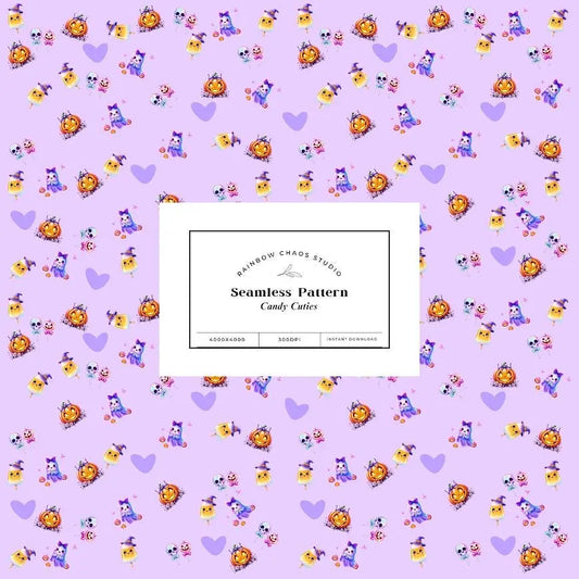 Candy Cuties Seamless Pattern | INSTANT DOWNLOAD | Halloween | Digital Paper | Craft Paper Rainbow Chaos Art Studio