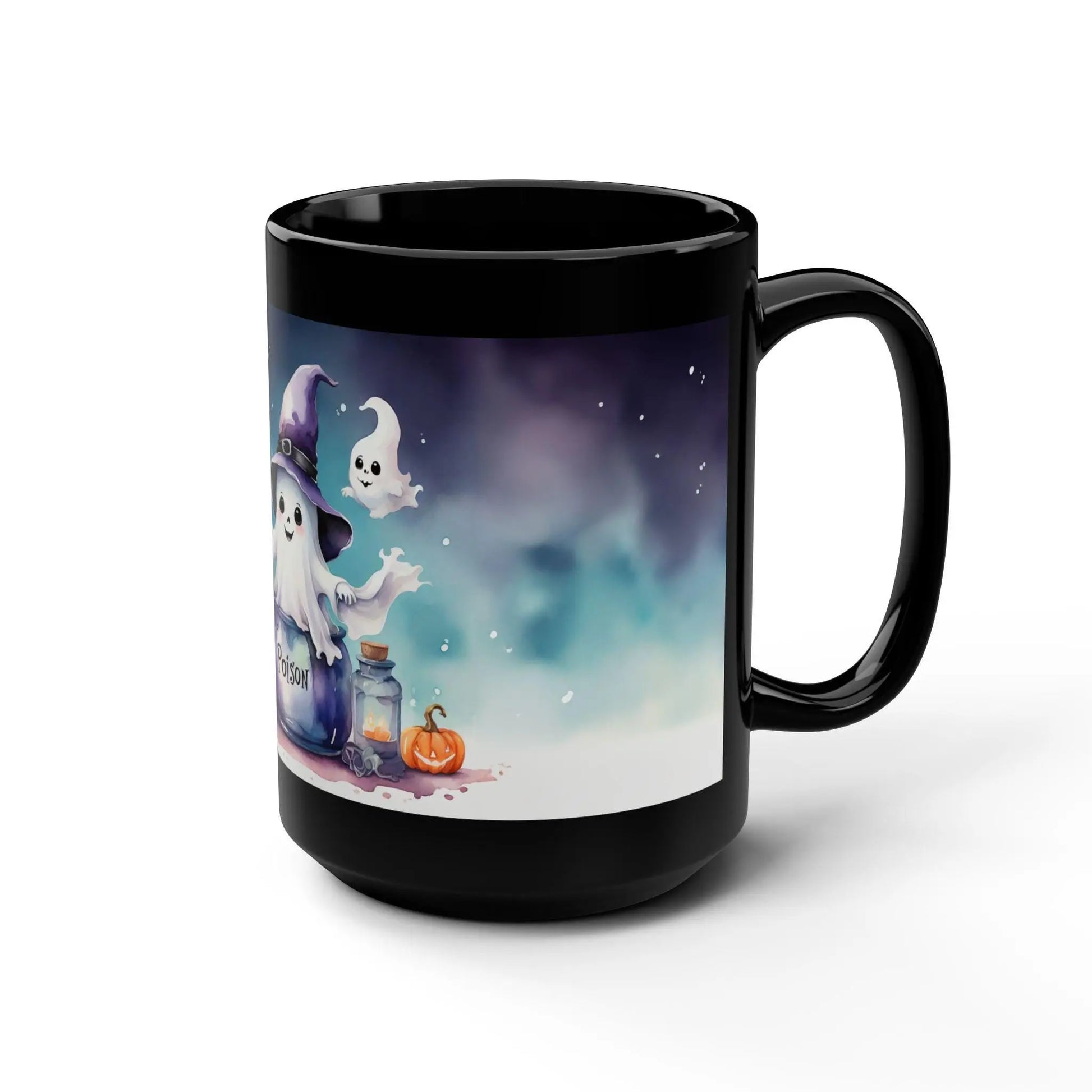 Halloween Witch Ghost Mug: Spooky Coffee Cup, Fall Drinkware Rainbow Chaos Art Studio