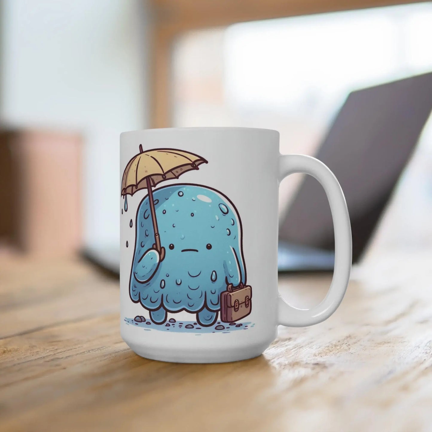 Cute Monster Mug, Adorable 15oz Coffee Cup, Ideal for Gifting, Rainy Day Decor, Fun Office Supply, Whimsical Kitchenware Rainbow Chaos Art Studio