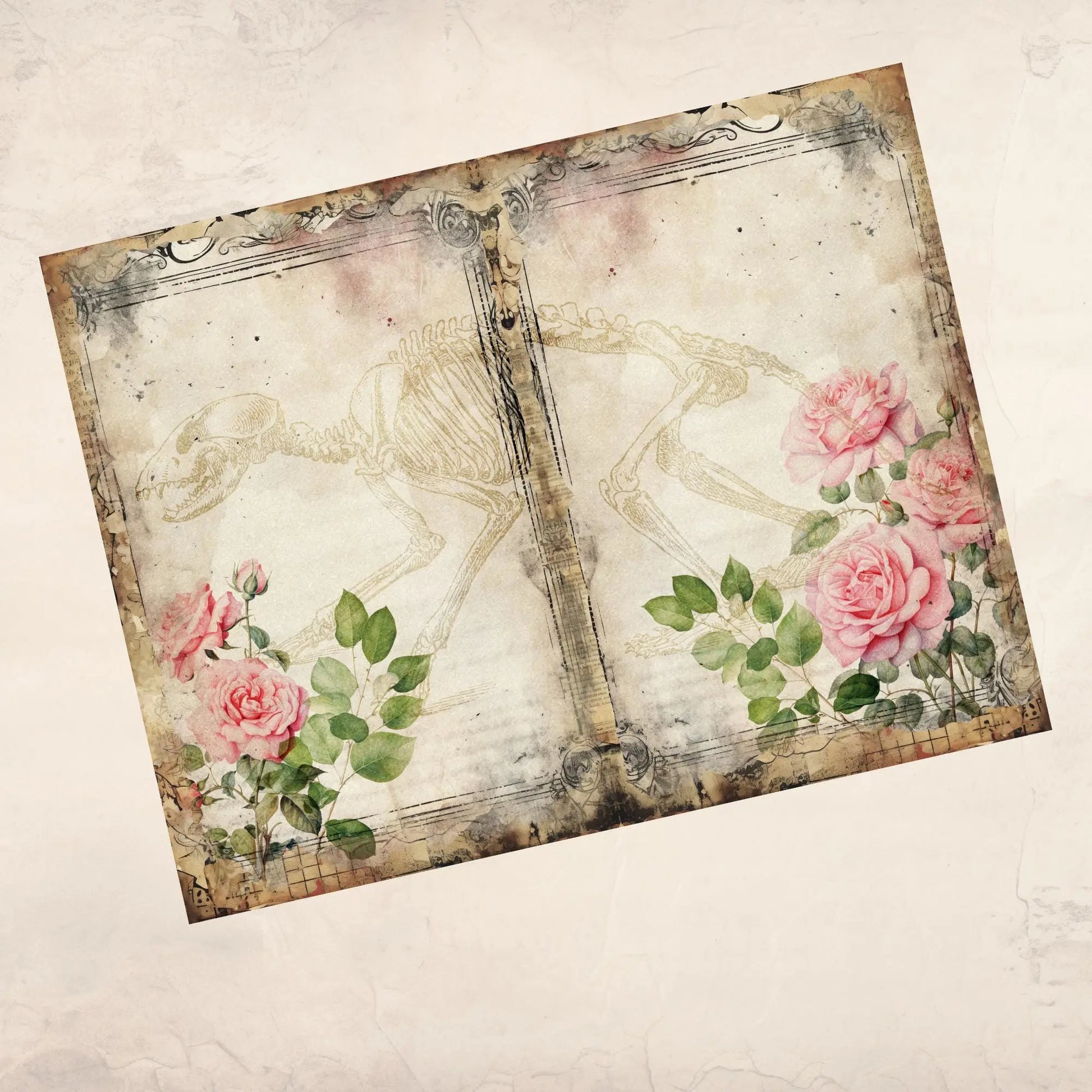 Bones & Flowers Junk Journal Paper Pack: Edwardian Ephemera (Digital Download) Rainbow Chaos Art Studio