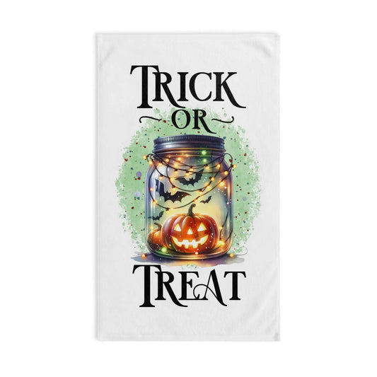 Halloween Hand Towel: Spooky Pumpkin & Bats Kitchen Decor Rainbow Chaos Art Studio