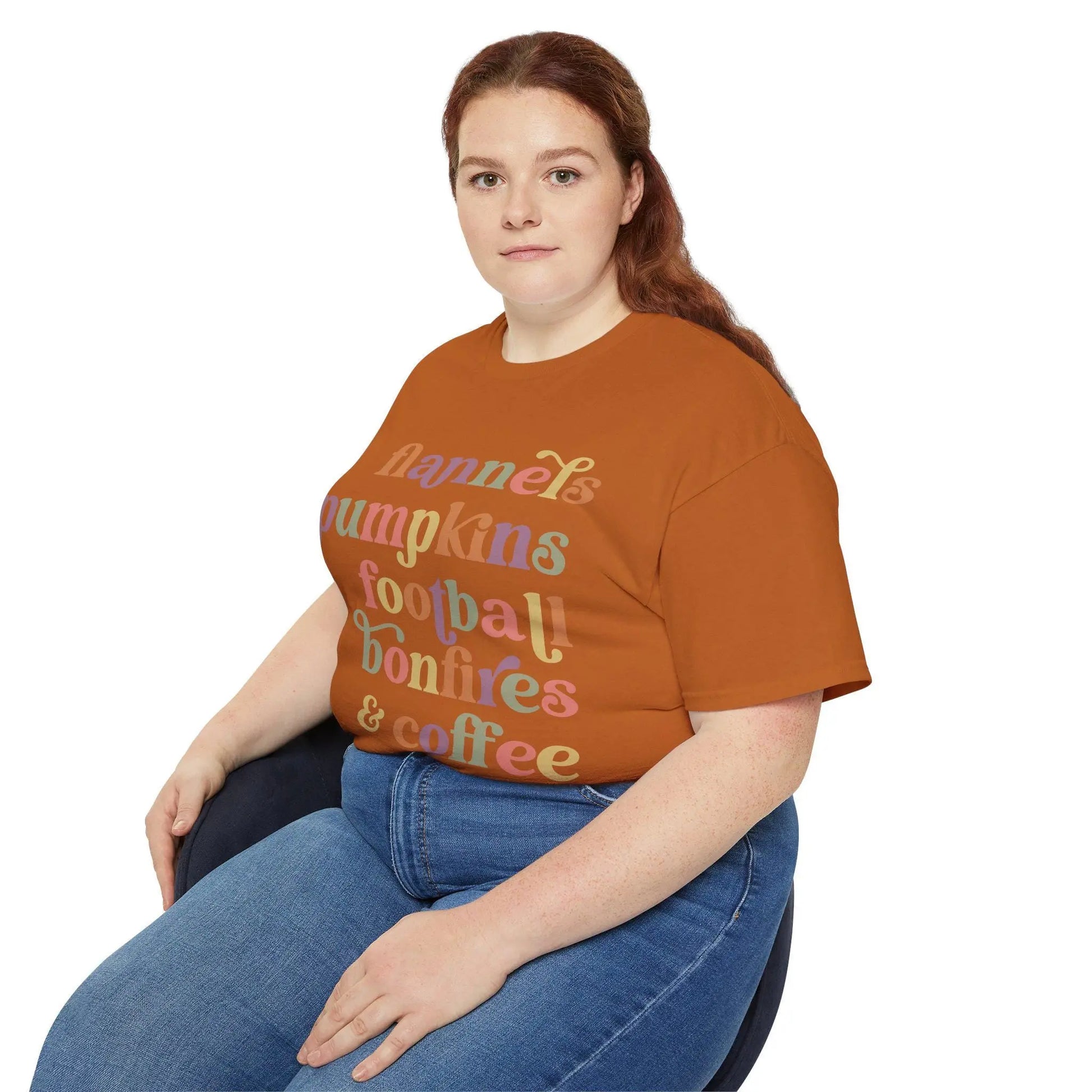 Fall Vibes Graphic Tee: Pumpkins, Football, Bonfires Rainbow Chaos Art Studio