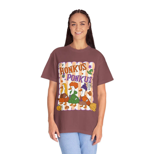Honkus Ponkus T-Shirt: Unisex Garment-Dyed Goose Tee Rainbow Chaos Art Studio