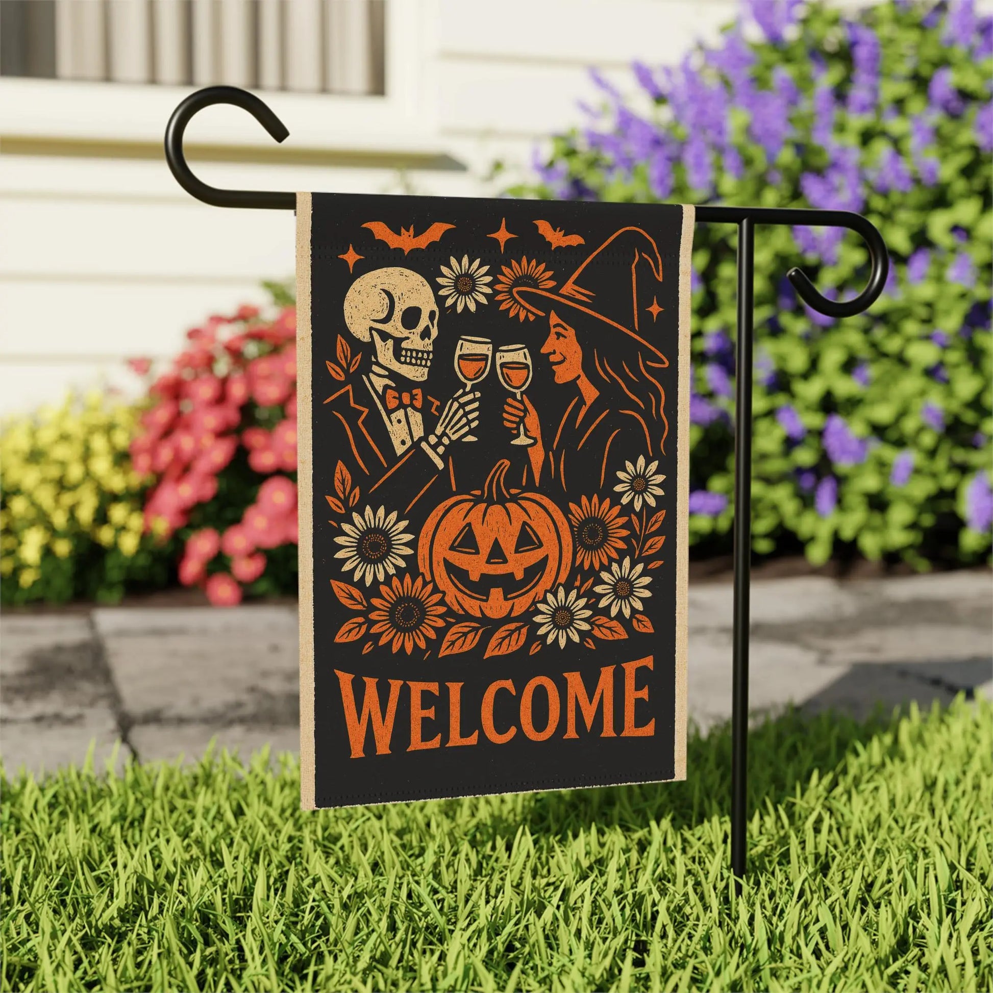 Halloween Garden Banner: Spooky Welcome Sign, Fall Outdoor Decor Rainbow Chaos Art Studio