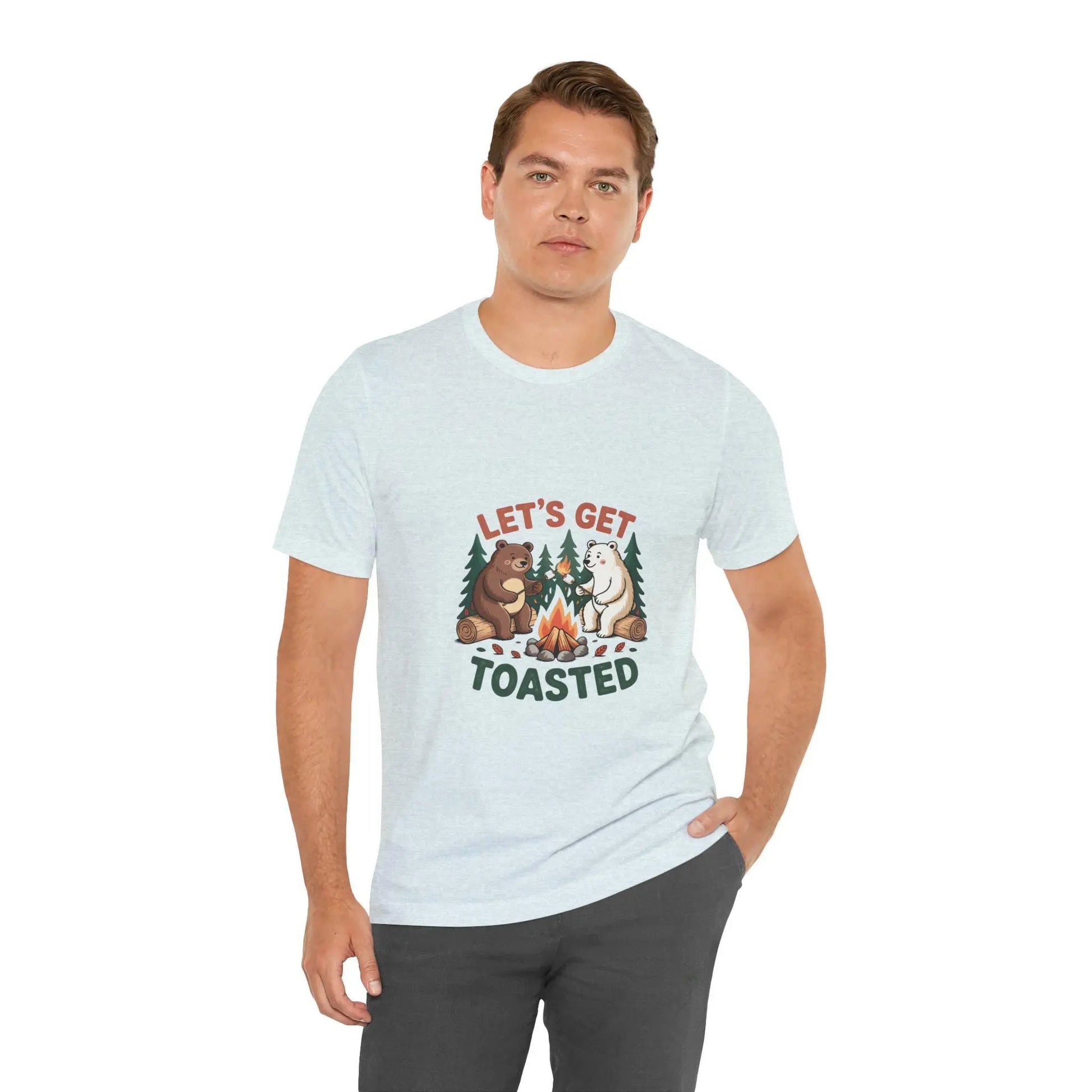 Funny Camping T-Shirt: Let's Get Toasted Graphic Tee - Nature Lover Gift Rainbow Chaos Art Studio