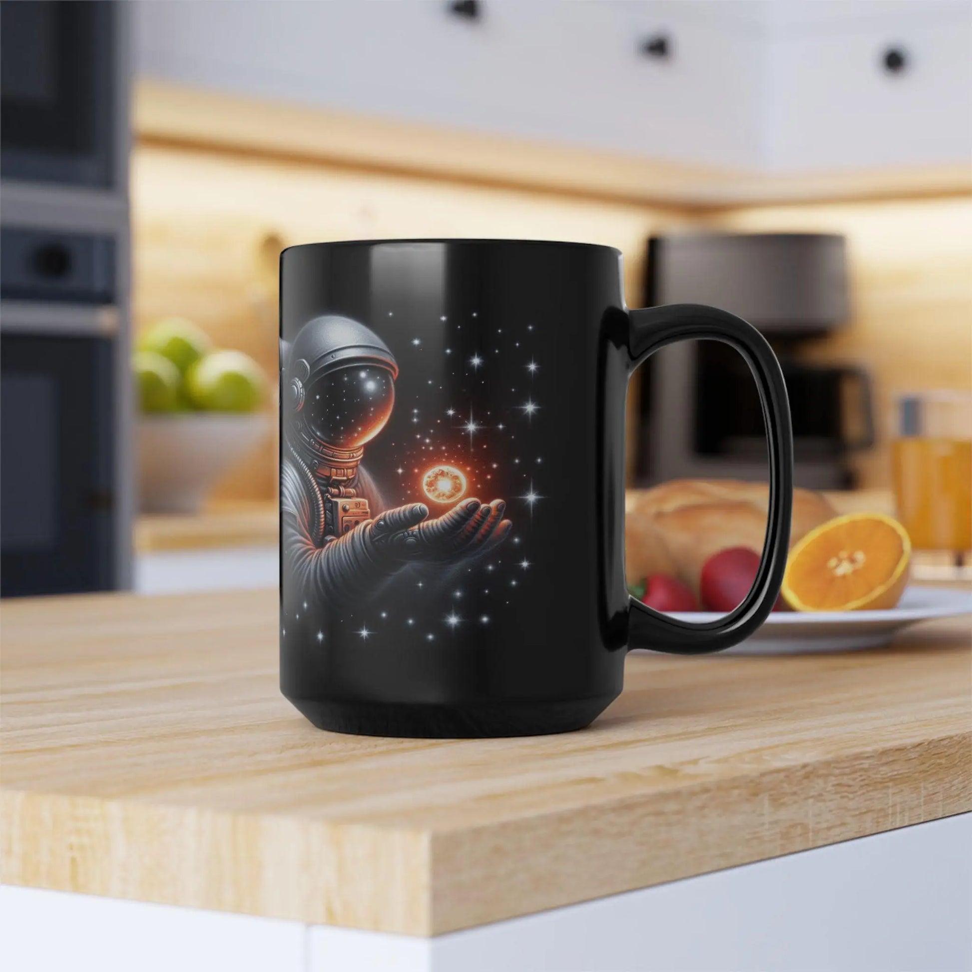 Cosmic Astronaut Coffee Mug: Sci-Fi Space Lover Gift Rainbow Chaos Art Studio