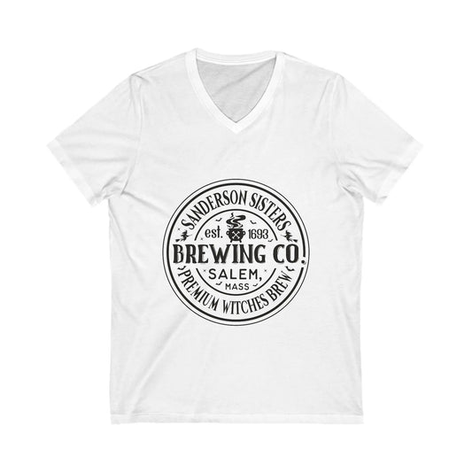 Sanderson Sisters V-Neck Tee: Halloween Witch Shirt, Craft Beer Gift Rainbow Chaos Art Studio