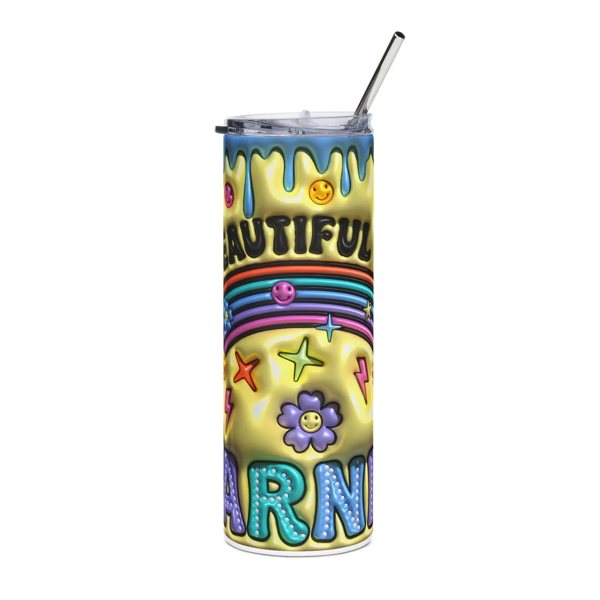 Teacher Tumbler: Colorful Stainless Steel 20oz Mug with Lid & Straw Rainbow Chaos Art Studio